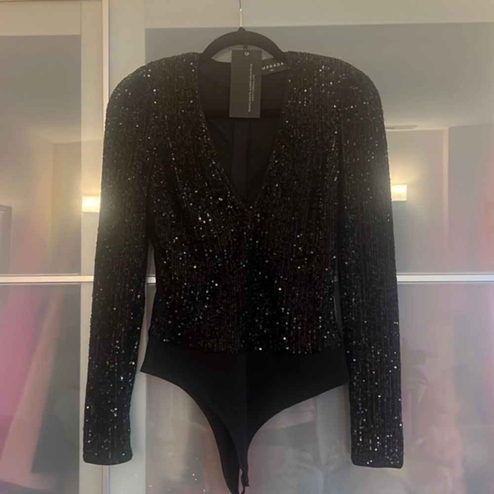 Sequined wrap bodysuit